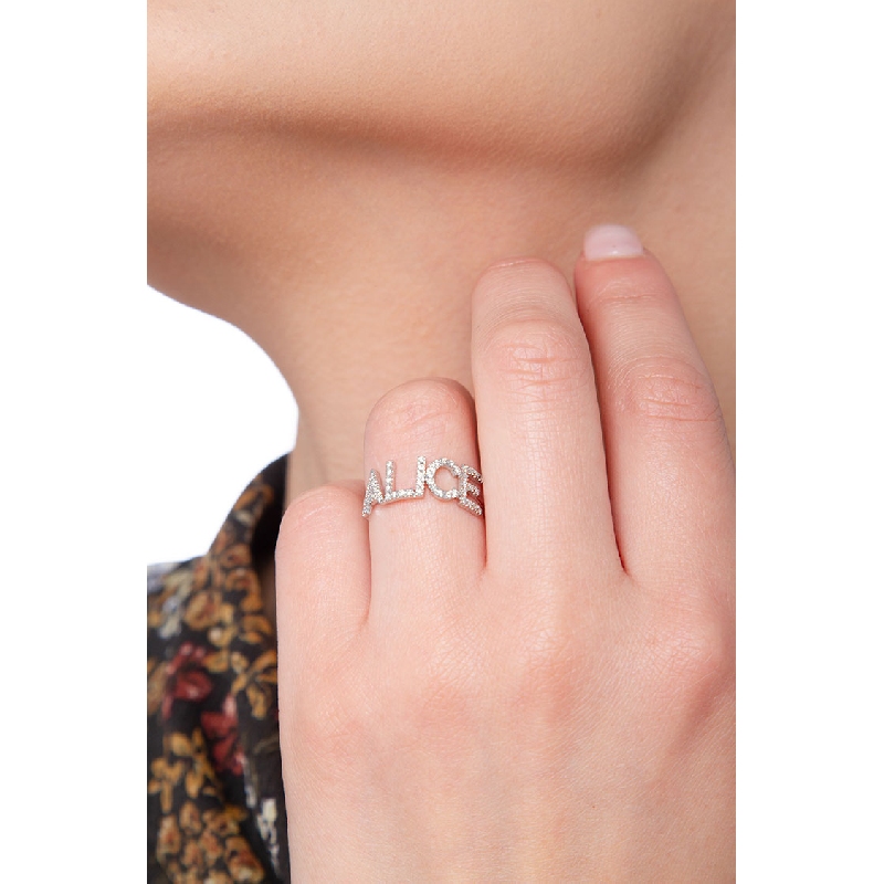 Bague personnalisée prénom  ALICE en diamants