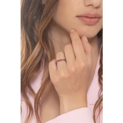 Bague femme en or blanc 18k avec onze rubis