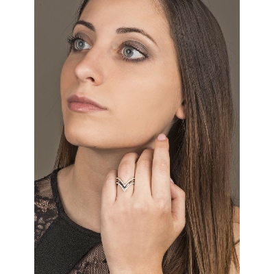 Bague Trois Rangs Or Blanc 18k avec Diamants