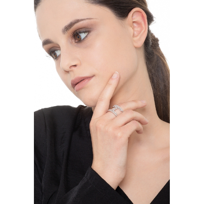 Bague bandeau diamant en or blanc 750