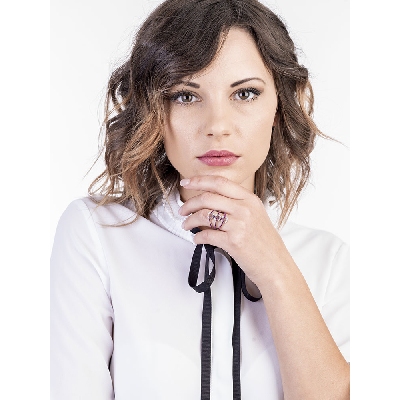 Bague bandeau diamant et rubis en or 750