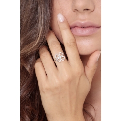 Bague fleur en or blanc 18 carats et diamants 2