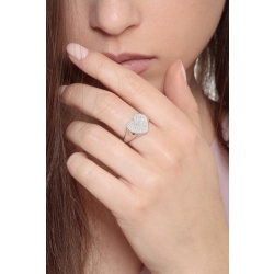Bague en or blanc 18k avec pavé cœur diamants 2