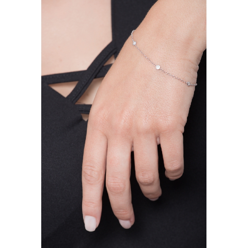  Bracelet en or blanc 18k avec diamants cm 18 ct 0,15