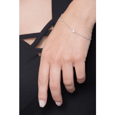  Bracelet en or blanc 18k avec diamants cm 18 ct 0,15