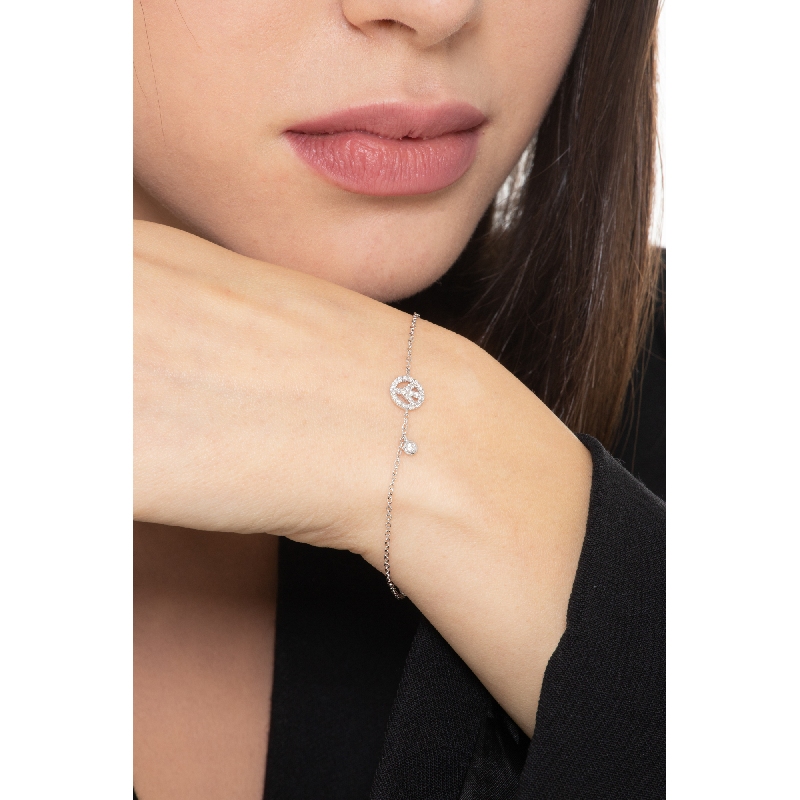 Bracelet Peace&Love en or blanc 18k et diamants Bracelet Peace&Love en or blanc 18k et diamants