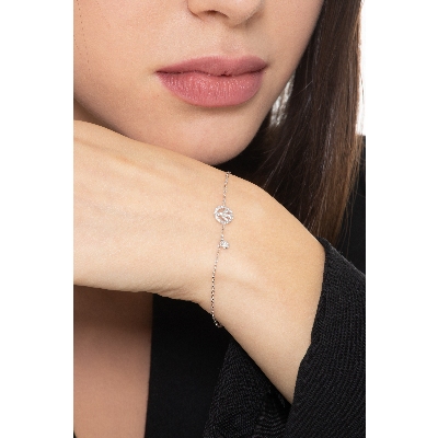 Bracelet Peace&Love en or blanc 18k et diamants