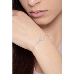 Bracelet or blanc 18k cœur cadenas pavé de diamants 2