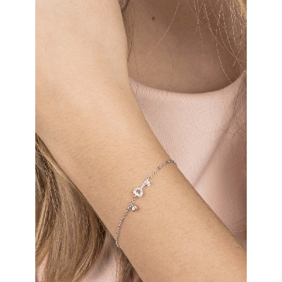 Bracelet avec clé en or blanc 18 carats et diamants