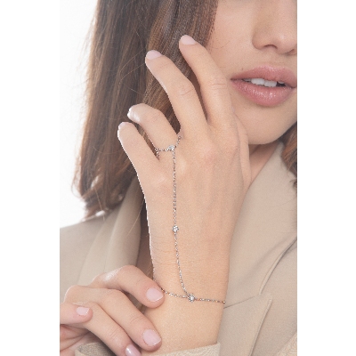 Bague-bracelet en or blanc 18k avec diamants ct. 0,05