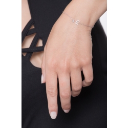 Bracelet en or blanc 18k avec la lettre E 2