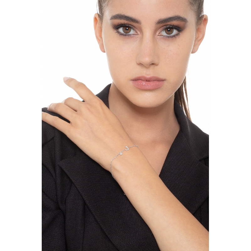 Bracelet en or blanc 18k avec lettre J et diamants