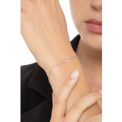 Bracelet en or blanc 18k avec lettre J et diamants 2