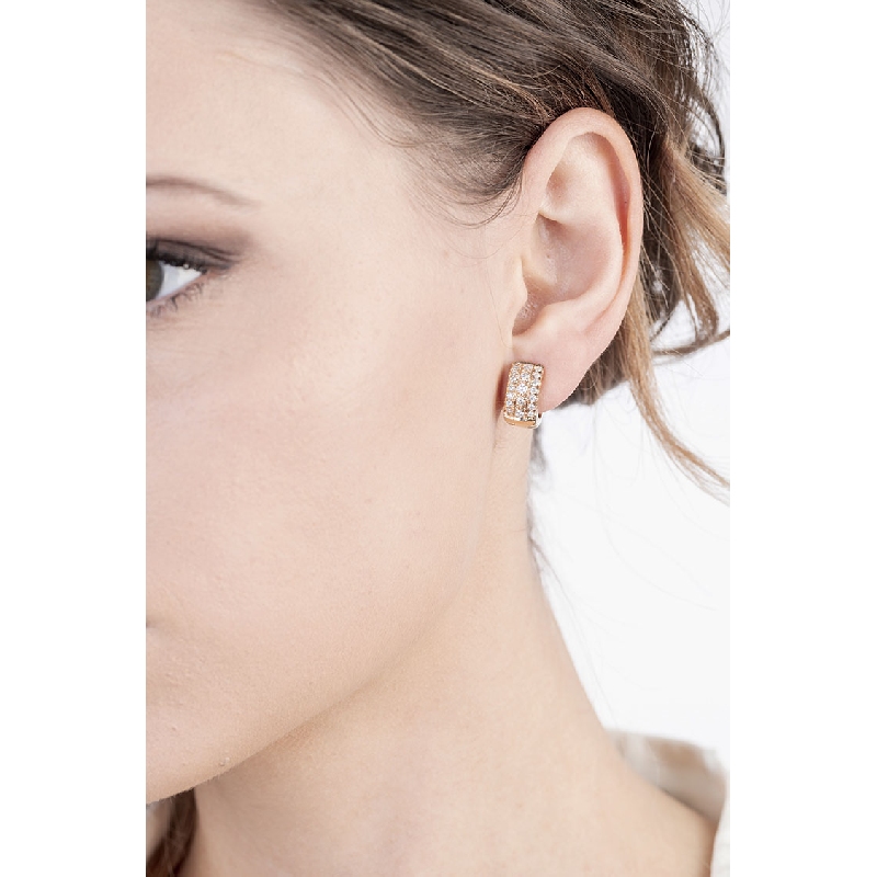 Boucles d'oreilles cercle en or rose 18 carats diamants Boucles d'oreilles cercle en or rose 18 carats diamants