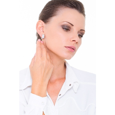 Boucles d'oreilles créoles en Or Blanc 18k avec Diamants ct 1,80