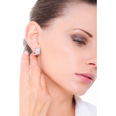Boucles d'oreilles créoles en Or Blanc 18k avec Diamants ct 1,80