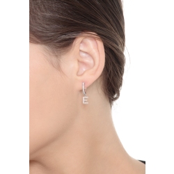 Mono boucle d'oreille en or blanc 18 carats, avec lettre E 2