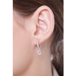 Mono boucle d'oreille en or blanc 18 carats, avec lettre G en diamants 2