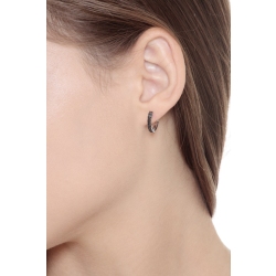 Boucles d'oreilles créoles en or blanc 18k et diamants noirs  2