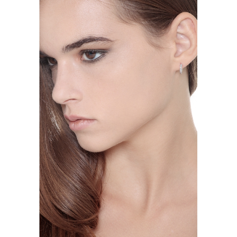 Boucles d'oreilles créoles en or blanc 18k ct. 0,12 Boucles d'oreilles créoles en or blanc 18k ct. 0,12