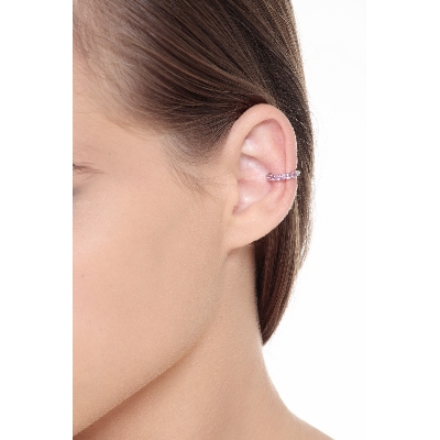 Earcuff en or blanc 18 carats avec saphirs roses