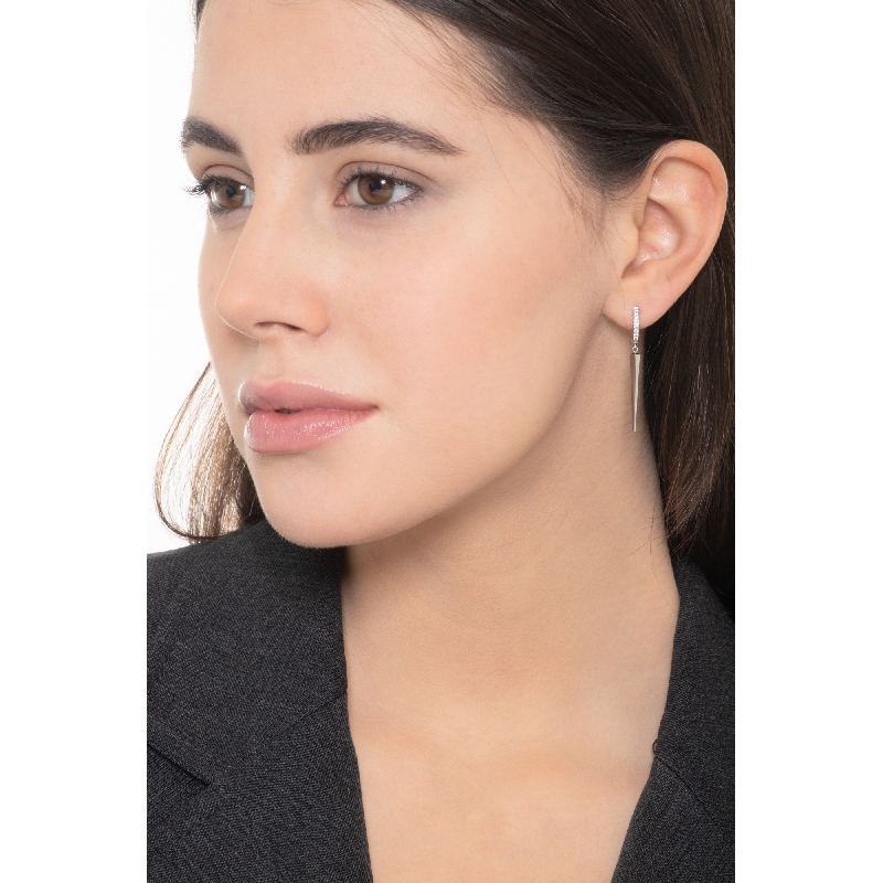 Boucles d'oreilles en or blanc 18k avec diamants ct. 0,14