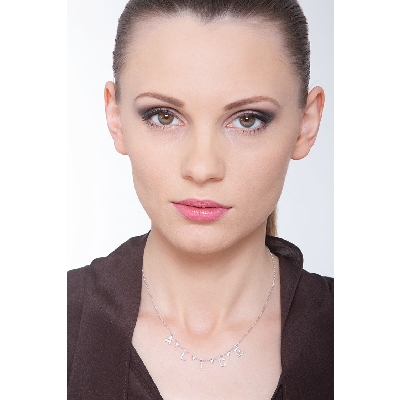 Collier personnalisé prénom  ALICE en or blanc 750 et diamants