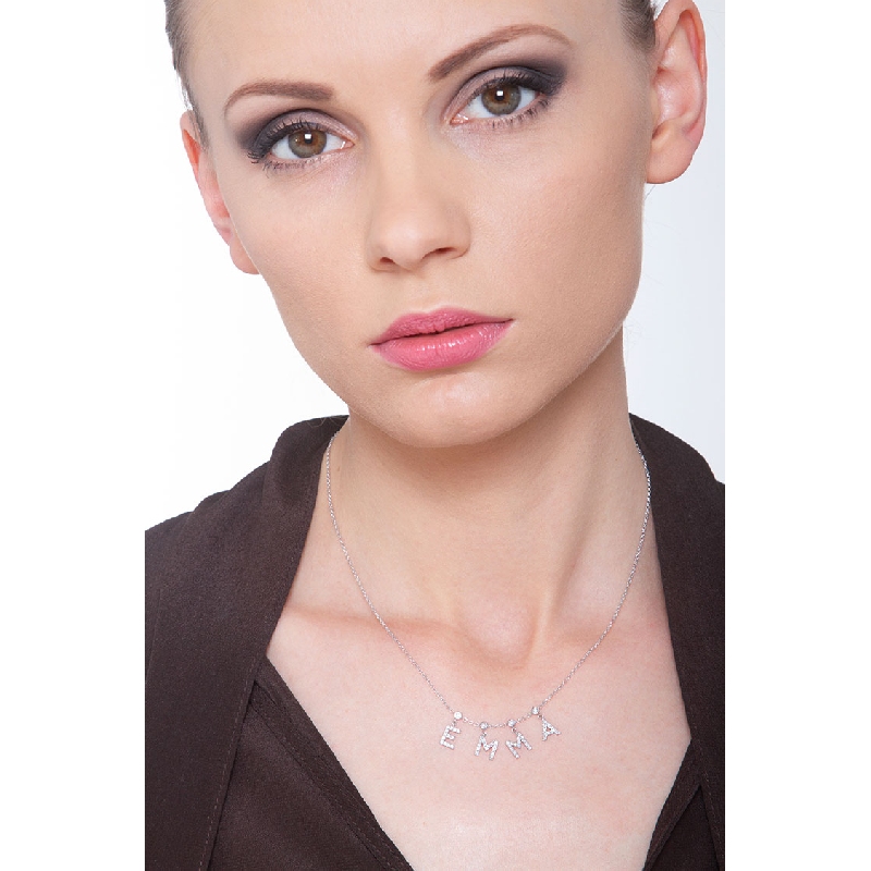 Collier personnalisé prénom  EMMA en or blanc 750 et diamants Collier personnalisé prénom  EMMA en or blanc 750 et diamants