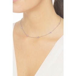 Collier en or blanc 18k avec 9 saphirs roses 2