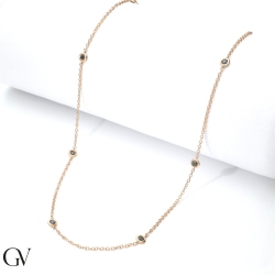 Collier ras du cou en or rose 18k avec diamants noirs 2