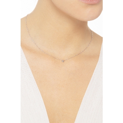 Collier en or blanc 18k avec brillant 0,05 ct