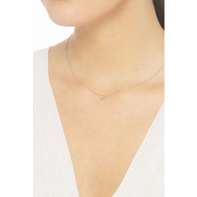 Collier en or blanc 18k avec brillant 0,10 ct