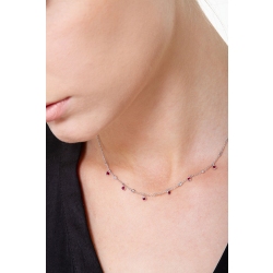 Collier en or blanc 18 carats avec pendentifs goutte rubis et diamants 2