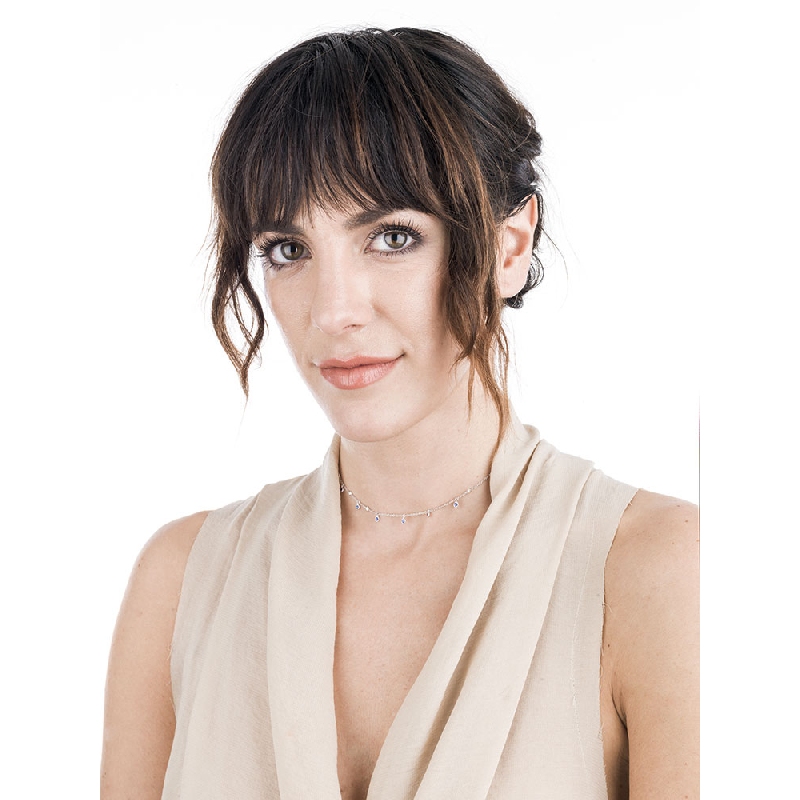 Collier gouttes de saphirs et diamants or 750