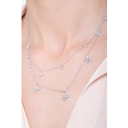 Collier double rang avec pendentifs et papillon en diamants or 750 2