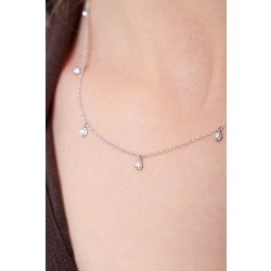 Collier en or blanc 18k avec neuf pendentifs en forme de goutte et diamants 2
