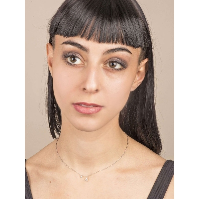 Collier lettre A personnalisable or blanc et diamants