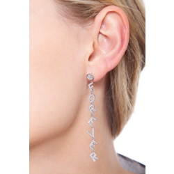 Mono-boucle pendante en or blanc 18 carats, avec le mot FOREVER 2