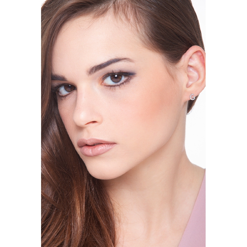 Mono boucle lettre G avec diamants Or Blanc 18k