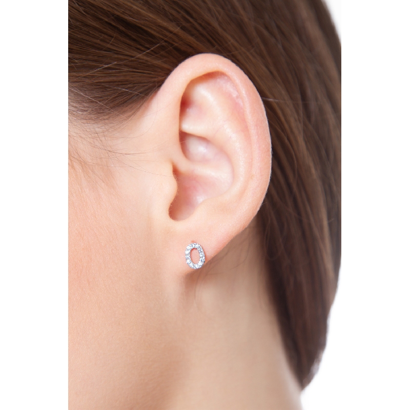 Boucle d'oreille personnalisée lettre O en diamants Boucle d'oreille personnalisée lettre O en diamants