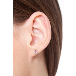 Boucle d'oreille lettre alphabet  S  en diamants et or blanc 750 2