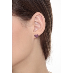 Boucles d’oreilles cœur en or blanc 18k avec rubis 2