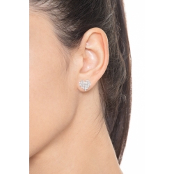 Boucles d’oreilles puces or blanc 18k cœur avec diamants 2