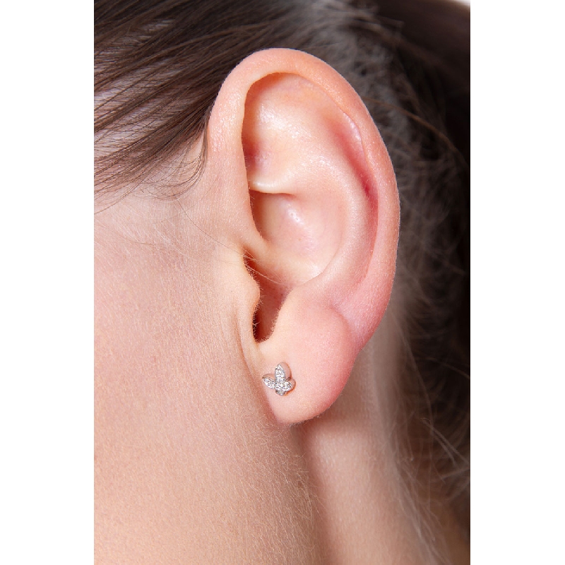 Boucles d’oreilles papillon en or blanc 18k avec diamants