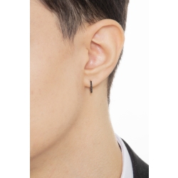 Créole mono en or blanc 750 avec diamants noirs 2