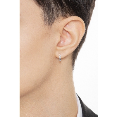 Créole unique en or blanc 18 carats avec diamants