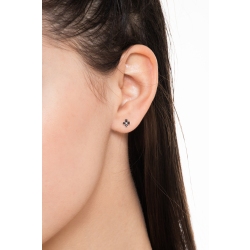Boucle d'oreille individuelle en or rose 18 ct avec croix en diamants noirs 2