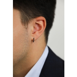 Créole mono homme en or blanc 18 carats avec diamants noirs 2