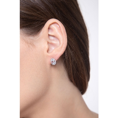 Boucles d’oreilles Or Blanc 18k avec aigue-marines et diamants