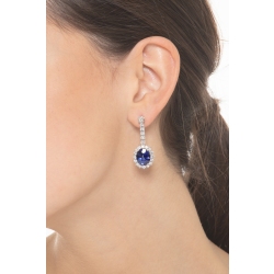 Boucles d’oreilles en or blanc 18k saphirs bleus et diamants 2
